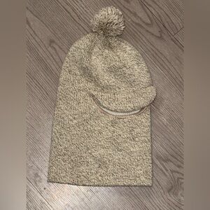 Cozy Knit Beanie with Pom Pom Full Mask With Brim